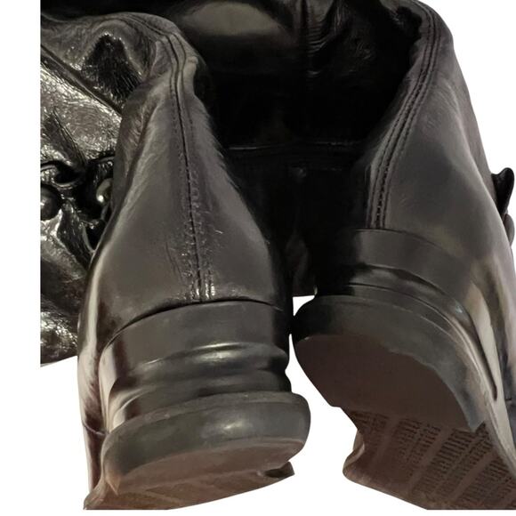 Miz Mooz 9.5 Wide Calf Boots Tall 9.5 Wedge Low Heel Boots Victorian Mid Calf - Picture 14 of 16